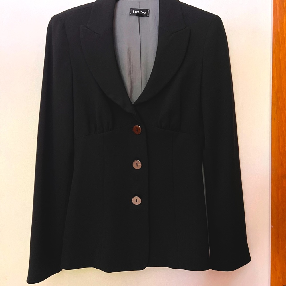 bebe Fitted Black Blazer, Lined Sz 2